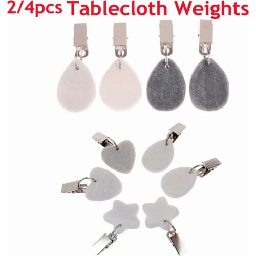 Teardrop Stone Tablecloth Weights Stainless Steel Metal Holder Clip Buckles DIY Hanging Cloth Party Picnic Table Cover Decorat