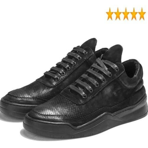 Cow Italian Real Designer Retro Leather Shoes Men Fashion High Top Trainer Sneakers Thick Platform Lace Up Casual Zapatos Hombre