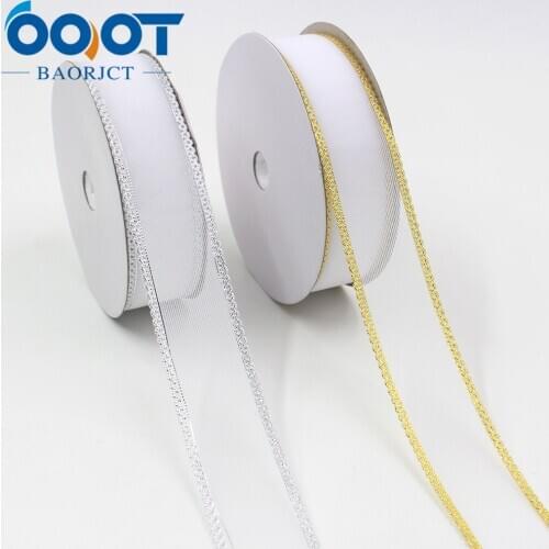 OOOT BAORJCT L-20325-184,5yards 25mm Bilateral bronzing transparent yarn weaving wedding party decor gift gift belt