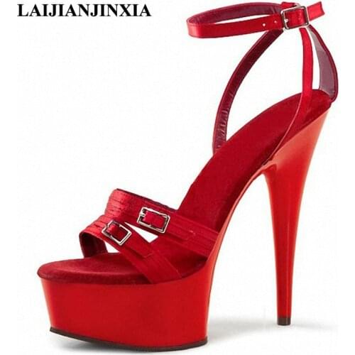 LAIJIANJINXIA Wedding Party Straps Women Sexy Dancing Shoes Stiletto 15cm High Heels Platform Sandals Pole Open Toe Dance Shoes