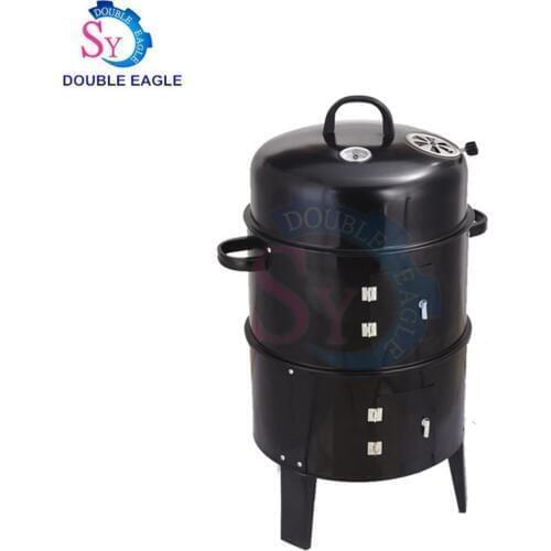 Best selling home round black Three Layers outdoor charcoal smoke Kitchen Cooking\Baking\BBQ grill oven\Smokers Bacon furnace