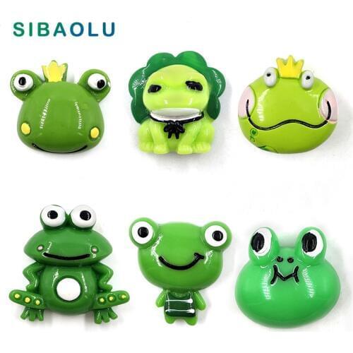 6pcs Green Frog fridge magnets 3D Resin Craft whiteboard Refrigerator Kid Message post Home DIY Decoration Accessories