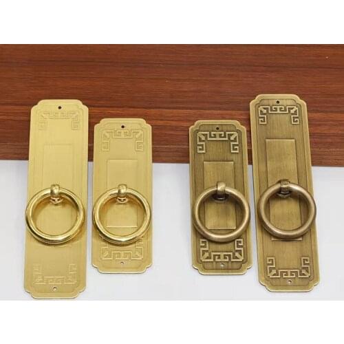 Chinese Style Furniture Antique Back Pattern Pure Copper Handle Cabinet Door Cupboard Door Wardrobe Retro Pull Ring