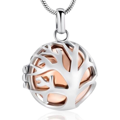 Tree Of Life Stainless Steel Cremation Locket Necklace For Ashes With Mini Memorial Urn Jar Keepsake Pendant Jewelry For Women