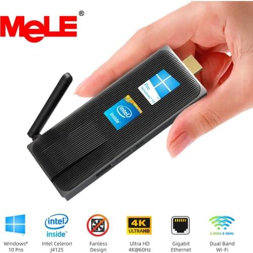 Intel Celeron J4105 Quad Core 8GB 128GB Fanless Mini PC Windows 10 Pro PC Stick Mini Computer HDMI 4K 2.4/5GHz WiFi Gigabit LAN