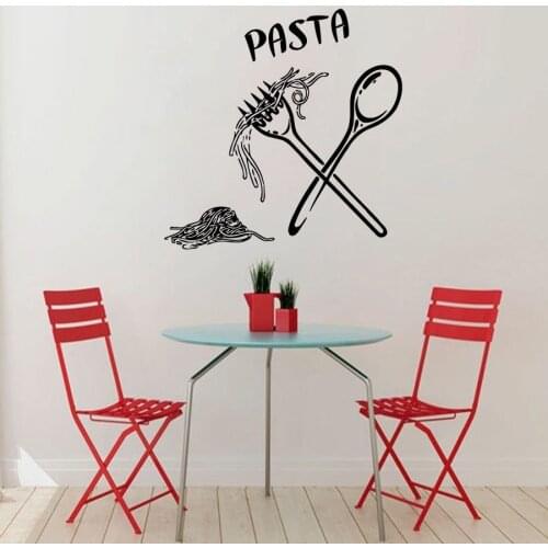 Pasta Wall Stickers Food Meal Spoon Fork Stickers Wall Decal Cafe Kitchen Tile Wall Decorative Vinyl Wall Decor