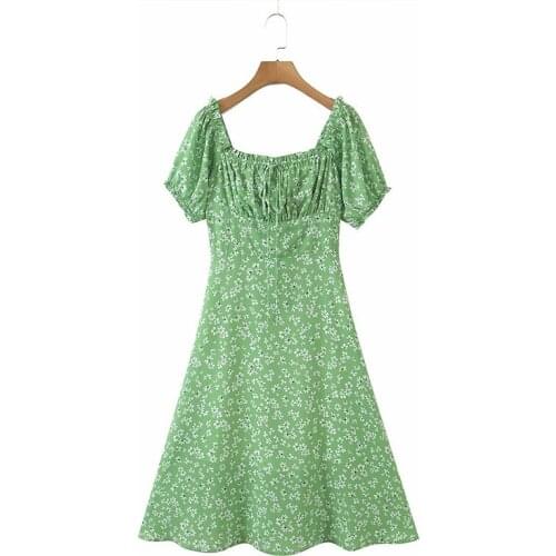 2021 summer new hot seller collar back elastic shopping short skirt waist slimming printed dress party evening dress