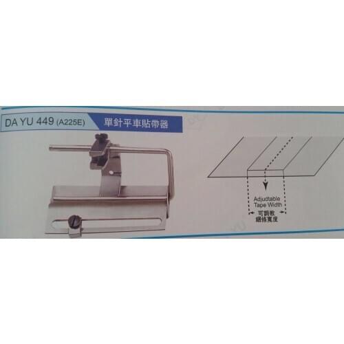 The single needle is even and vehicle-use attach tape on top of fabric surface e.g. jogging suit