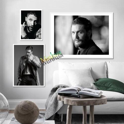 Tom Hardy Poster Hot Movie Star Black And White Canvas Art Prints Portrait Pictures Wall Art Decor Mural Gift