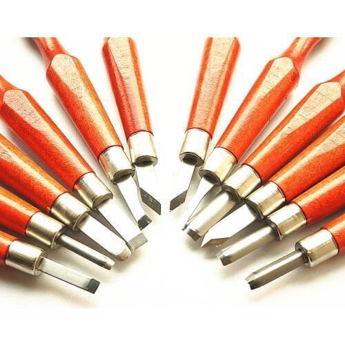 Professional 12Pcs/set Wood Carving Chisels Knife Tools For Woodworking Engraving Drilling Knife Tool set
