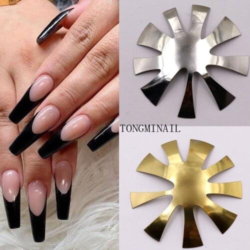 Silver/Gold Deep Oval 9 Size French Nails Cutter Easy Smile Line Almond Shape Tips C Curve Acrylic Nail Cutter Tool Kits D005(1)