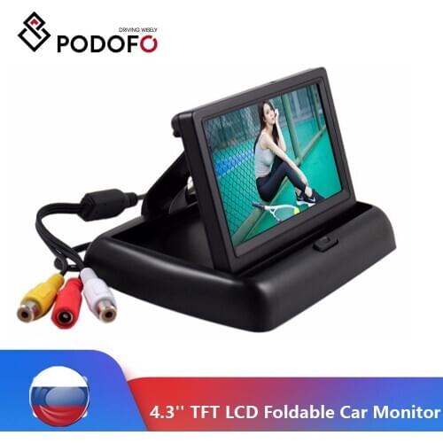Podofo 4.3" Inch Folding TFT LCD Monitor Car Rear View Color System W/2-Channel Video Input Car Video Player With Power Cable