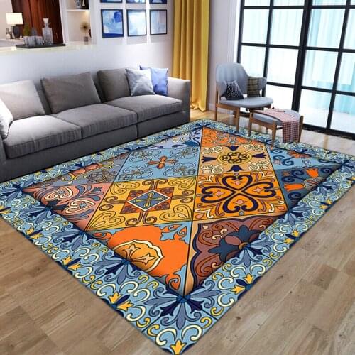 Modern Living Room Floor Bedroom Sofa Carpets Decor Hallway Balcony Bathroom Anti-Slip Rugs Classical flower Printing Tatami Mat