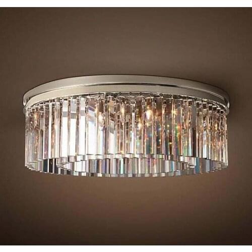 Modern Vintage Crystal Prism Chrome/black Body Ceiling Light Recessed Mount Ceiling Lamp for Home Hotel Restaurant Decoration
