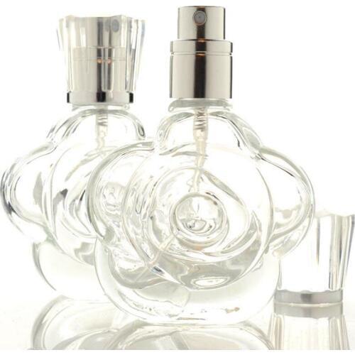 22ml Glass Perfume Bottles Rose shape Spray Perfume Bottles clear Atomiser Refillable container F103