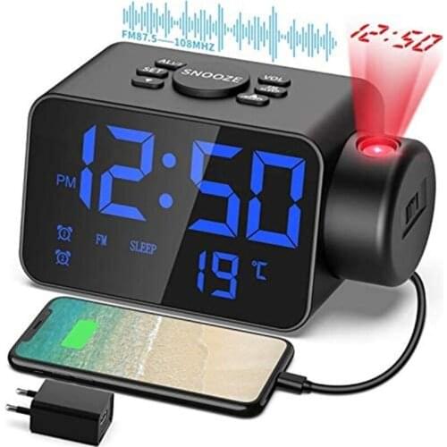 Mirror Digital Smart Alarm Clock Watch Projector LED Table Clock FM Radio Table Temperature Display Electronic Clocks Home Decor