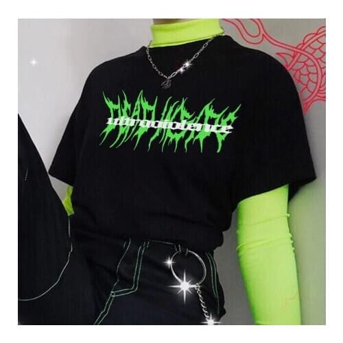 Y2k Tops Summer Gothic Punk Oversized T-shirt Short Sleeved Harajuku Grunge Woman Tshirts