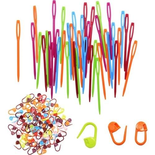 100Pcs Multicolor Plastic Knitting Crochet Locking Stitch Markers Wool Yarn Needles Sewing Accessories Sweater Weaving Tools