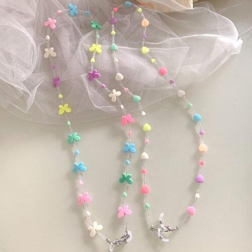 2021 Bombshell Female Candy Color Butterfly Heart Acrylic Lanyard, Mask Chain, Glasses Chain Accessories
