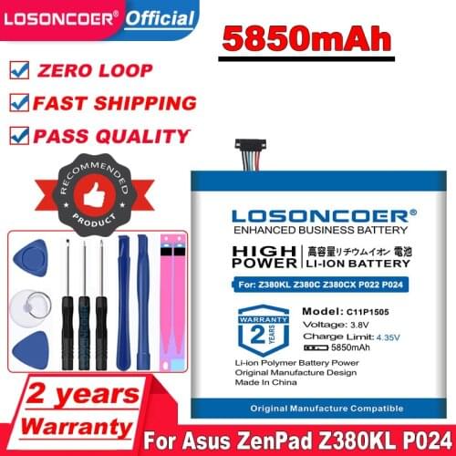 LOSONCOER C11P1505 Battery 5850mAh For Asus ZenPad 8.0 Z380KL P024 Z380C P022 Z380CX Z380M Z380KNL (M800M)( R800M) (Z0380M)