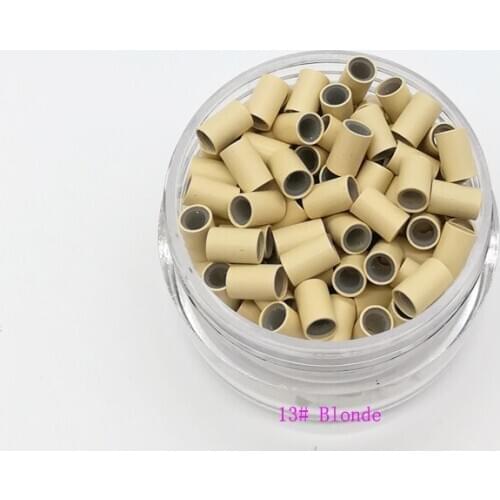 Freeshipping - 20000pcs 4.0mm With Silicone Copper Tube Rings Links Beads / Black D-Brown Brown L-Brown D-Blonde Blonde