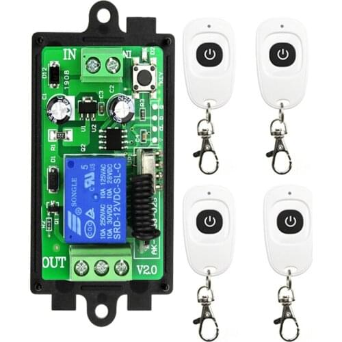 DC12V 24V 1CH Wireless Remote Control LED Light Switch Relay Output Radio Controller RF Transmitter And 315/433 MHz Receiver