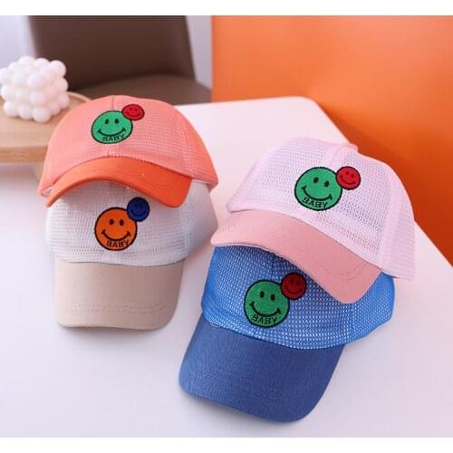 Doitbest All Mesh Children Baseball Cap Summer Breathable Two smiley-face kids Hats Boys Girls Caps child snapback Hat gorras