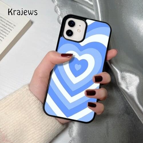 Krajews Blue Illusion Hearts coque Phone Case for iPhone 12 mini 5 6S 7 8 PLUS X XS XR 11 PRO MAX SE 2020 Back Cover Funda Shell