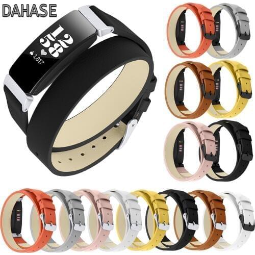 Colorful Genuine Cowhide Leather Band Double-Tours Watch Strap for Fitbit Inspire Smart Bracelet Belts for Fitbit Inspire HR