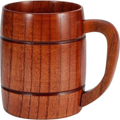 Wooden Beer Mug with Handle Water Cup Wine Glass Tea Milk Cup Coffee Mug Drink Cups Dinnerware Kitchen Supply For Coffee Shop