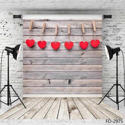 Red Heart Vintage Wooden Board Wall Floor Photography Background Baby Children Portrait Photographic Backdrops For Photo Studio