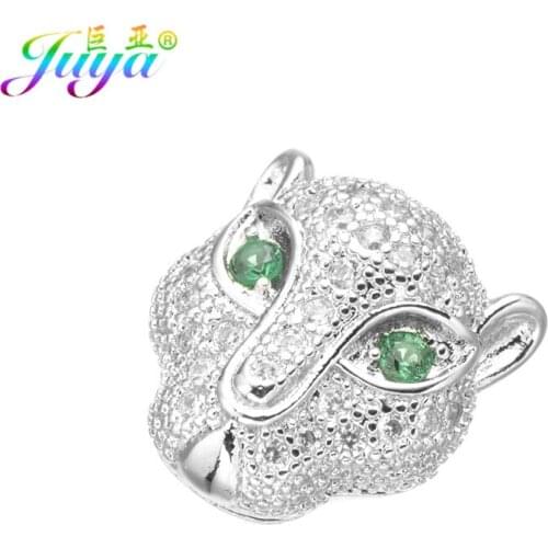 Beadwork Jewelry Beads Findings Blue Eye Leopard Head Metal Charm Beads Accessories For Natural Stones Beads Jewelry DIY Making