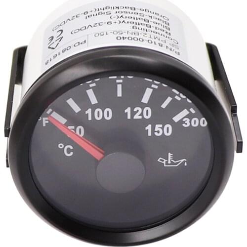 2'' 52mm Oil Temperature Gauge Temp Gauges Meter Instrument for Motorcycle Car Truck Yacht Boat 361-19ohm 12-24V 50-150 Degree