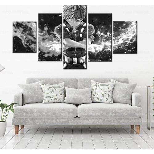 Canvas Print My Hero Academia Manga Wall Art 5 Piece Todoroki Shoto Cartoon Character Picture Anime Poster Home Decor Painting
