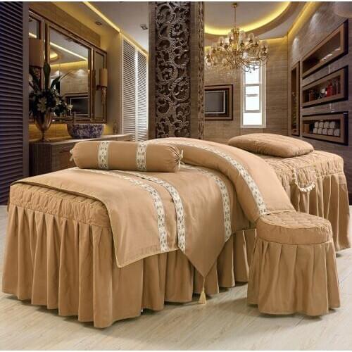 4pcs/set Brief Massage Bed Skirt for Beauty Treatment Beauty Salon Duvet Cover Pillowcase Stool Cover Bedding Set 4PCS #601