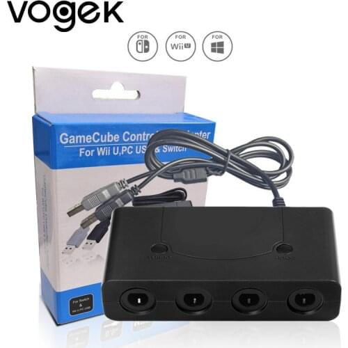 Vogek 4 Ports Converter Box for GameCube GC Controller USB Adapter Suitable for Nintend Switch NGC/Wii U/PC Gaming Accessories