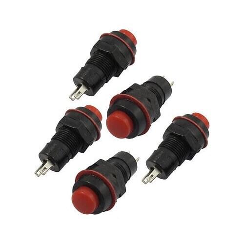 Red Cap Momentary Panel Mount Pushbutton Switch 9.5mm AC 250V/1.5A