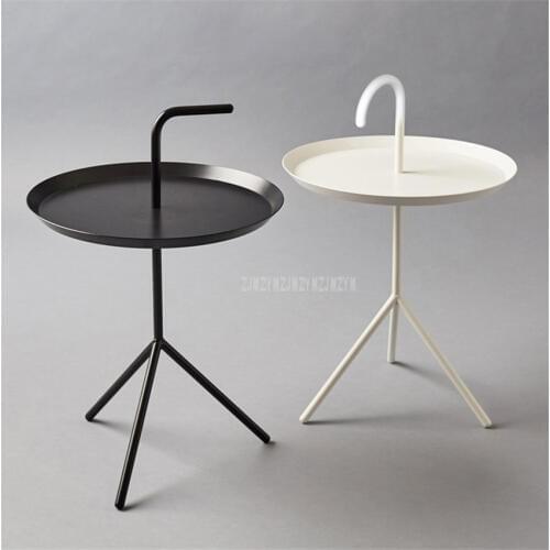 Creative Nordic Style Mini Round Tea Coffee Table Metal Modern Minimalist Home Bedroom Iron Art Small Bedside Table With Handle