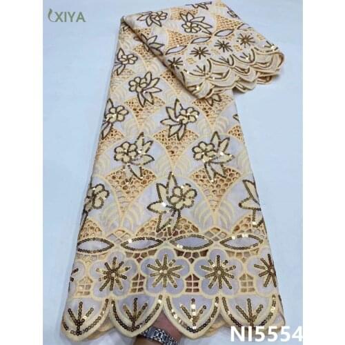 Milk Silk Lace Fabric African Lace Fabric with Sequins Embroidery Nigerian Milk Tissue Lace Fabric for Party Dress NI5554
