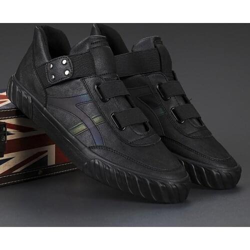 2021 Spring New High Top Mens Vulcanize Shoes Slip On Male Flat Shoes British Fashion Sneakers Men Loafers Leisure Shoes