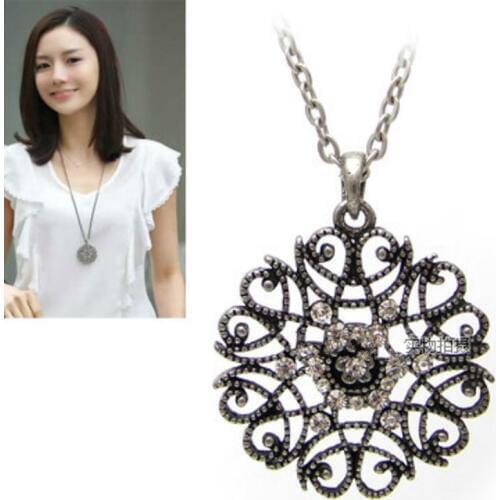 20pcs New Design European Pop hollow flower long necklace sweater chain necklaces & pendants For Woman