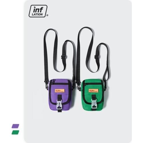 INFLATION Solid Color Retro Squre Mini Bag Men 2021 Trending All Matching Cool Fanny Pack Men Streetwear Multifunction Waist Bag