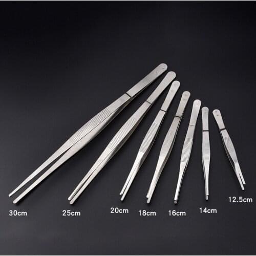 5pcs Stainless Steel straight Tweezer Thicken medical round-head Surgical Tweezer 12.5/14/16/18/20/25/30cm for Laboratory