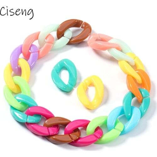50pcs/lot Mixed Color Acrylic Flat Twist Oval Open Ring Beads Connector link Chain For Necklace Bracelet Making Colorful Chain