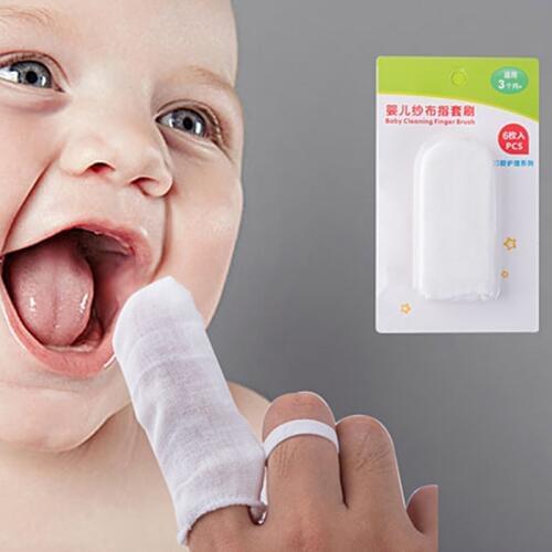 6 Pcs Baby Mouth Wipes Cleaning Gauze Tooth Oral Brush Baby Oral Cleaning Gauze Finger Brushes
