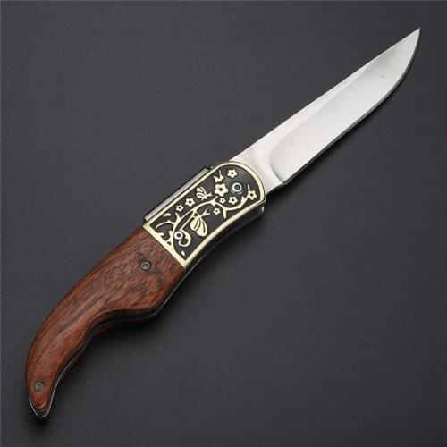 Brand Damascus Steel 5Cr15 Blade With Woodle Handle Folding Blade Knife Pocket Knife Tactical Survival Camping Knives EDC Tools
