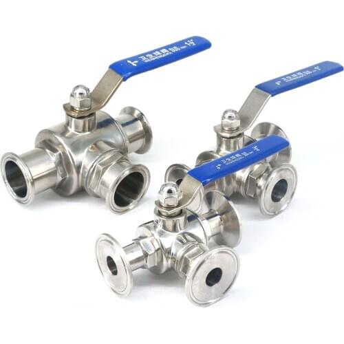 Tube O/D 3/4"-1-1/2" Tri Clamp 1.5" Ferrule O/D 50.5mm L/T Port 304 Stainless Steel Sanitary 3 Way Ball Valve Homebrew Diary