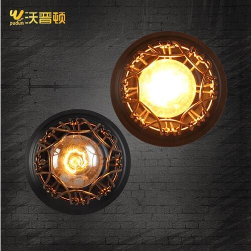 Wapton Loft industrial wind Vintage wrought iron American country ceiling aisle LED single head suction wall lamp