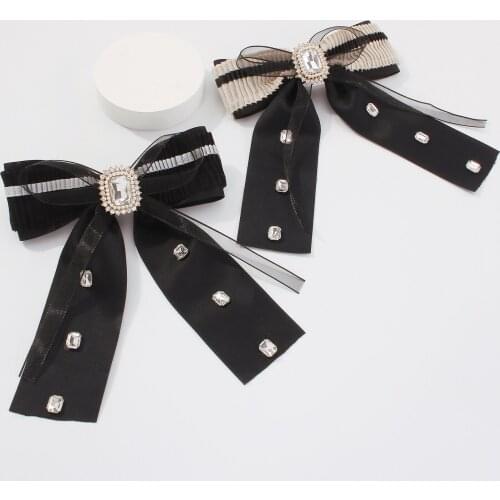 Lalynnly Sweet Big Bow Hairpin Female Long Ribbon Hair Bow Hairpins For Women Yarn Drill Hair Party Jewelry Accessories F3378