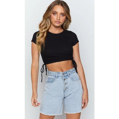 Womens Summer Short-Sleeved T-Shirt Tops Stitching Womens Short Tops Fashion Womens Round Neck Seven-Point Slim T-Shirt Tops